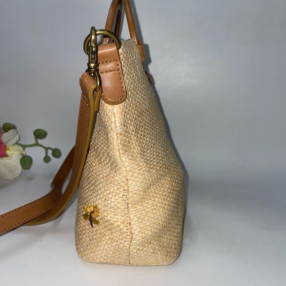 Fossil Straw Leather Trim Handbag - Picture 4 of 10
